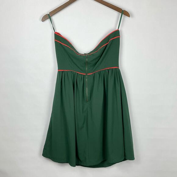 Ya Los Angeles | Dark Hunter Green Coral Trim Strapless Fit & Flare Mini Dress - Picture 2 of 5